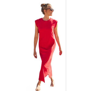 New Frank & Eileen Red Cory Heritage Jersey Maxi Dress M